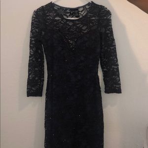 Long Sleeve Charcoal Sparkly Dress